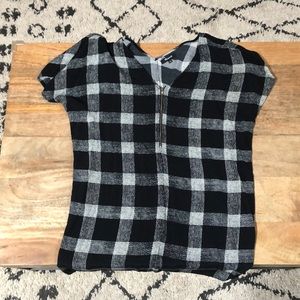 Madewell Black Buffalo Checkered Front Quarterzip Dress